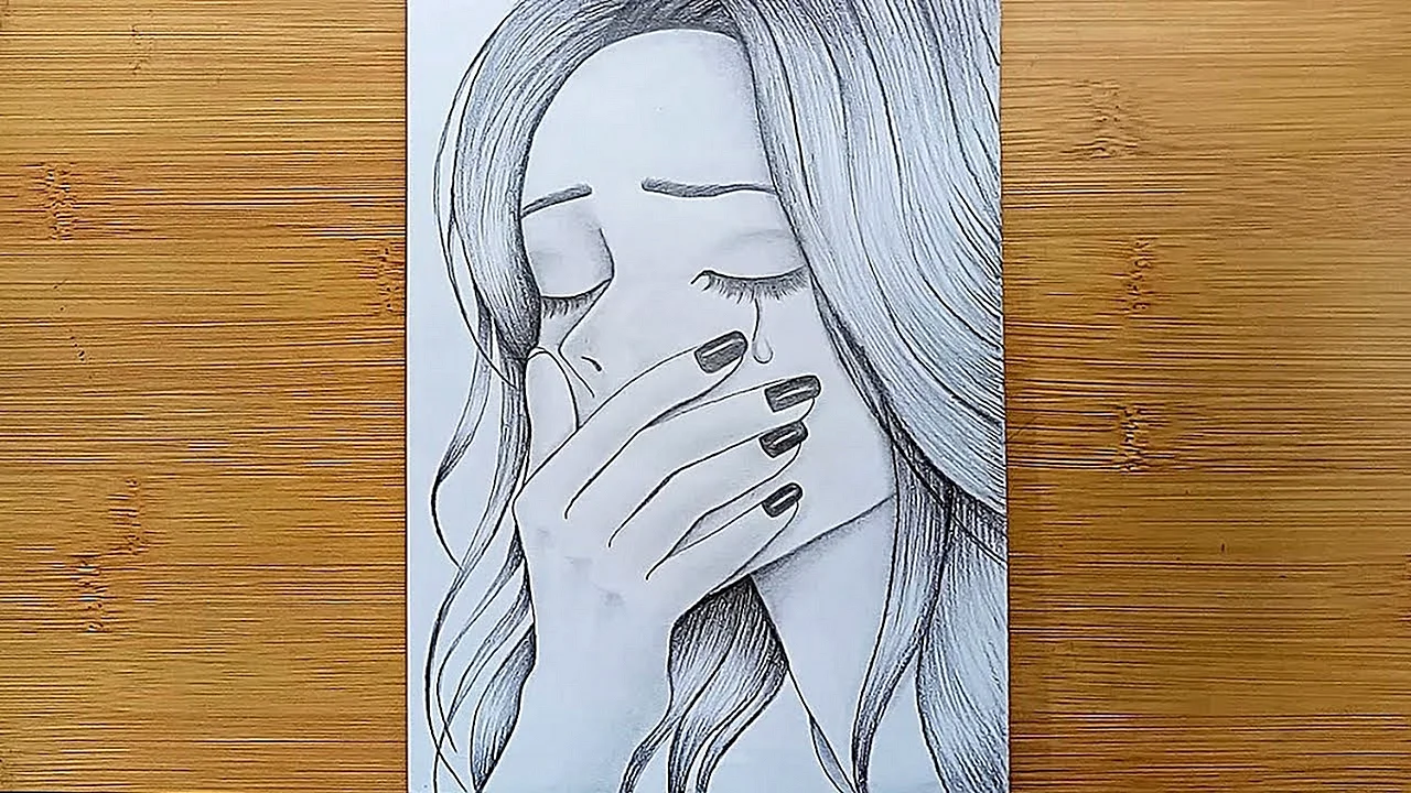 Девушка плачет рисунок карандашом
