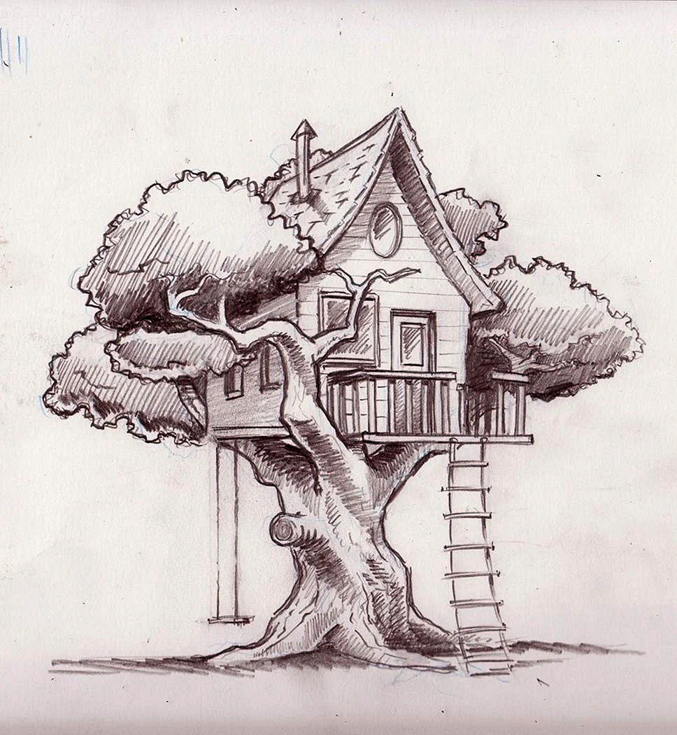 Домик на дереве для срисовки
