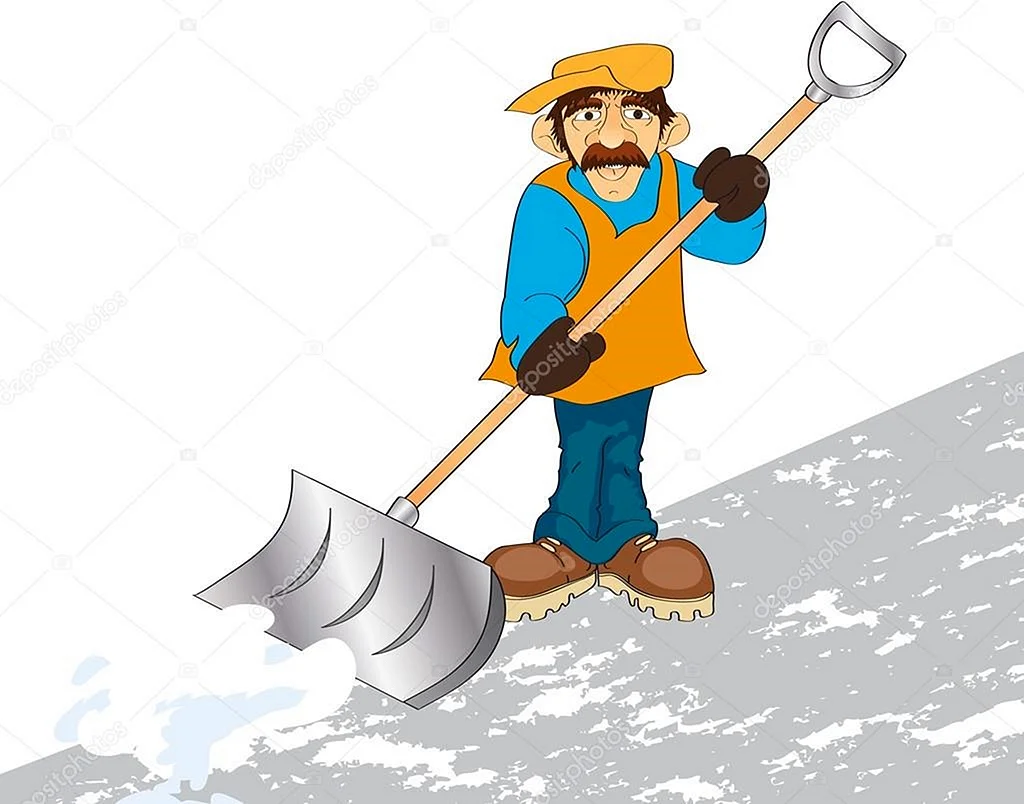 Дворник с лопатой
