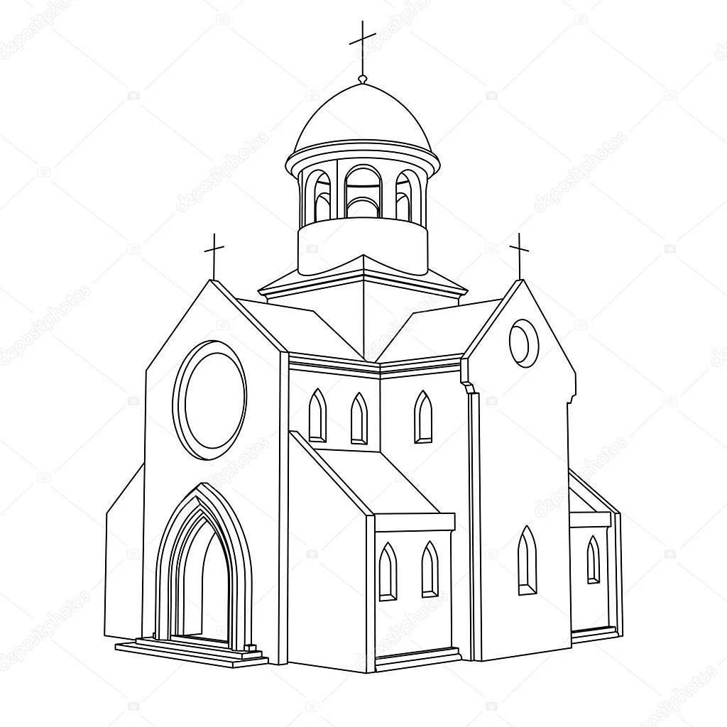 Эскиз церкви карандашом для начинающих