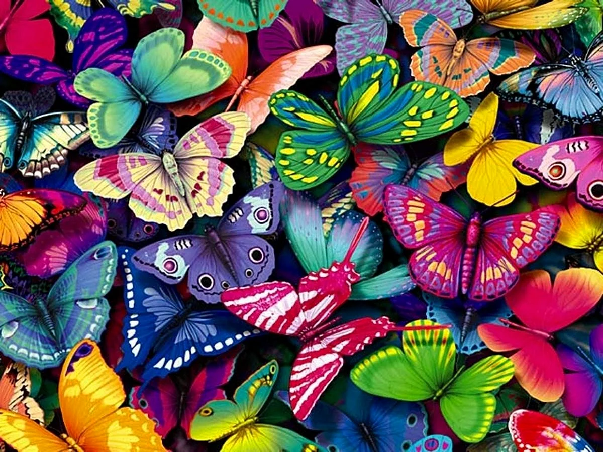 Гранни набор алмазной вышивки разноцветные бабочки (ag404) 48x38 см
