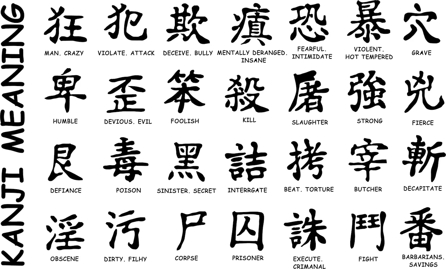 Японские иероглифы с переводом