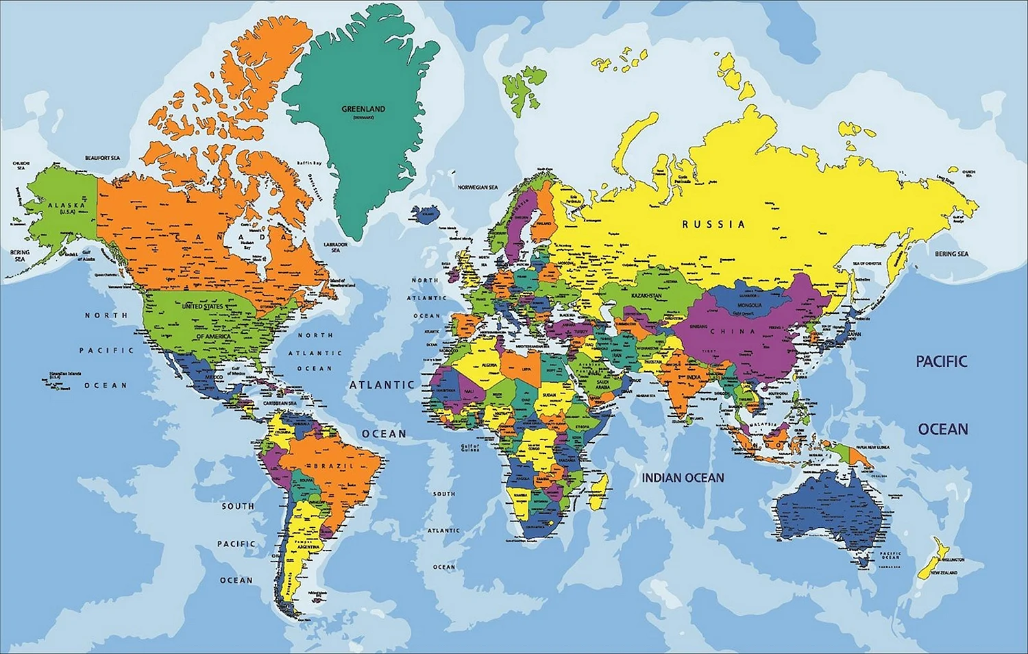 Карта мира 2022 года политическая на русском языке со странами