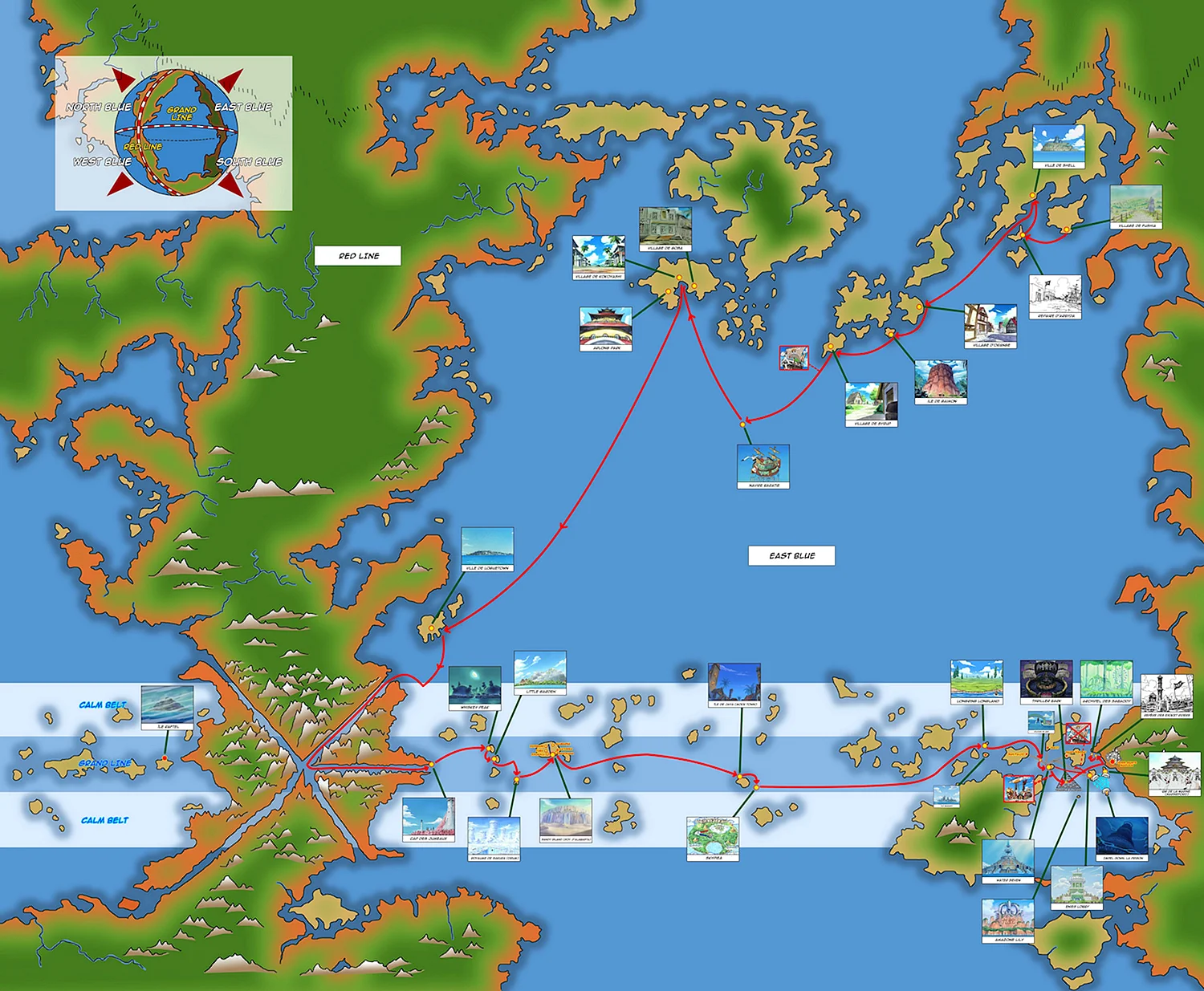 Карта мира аниме Ван Пис