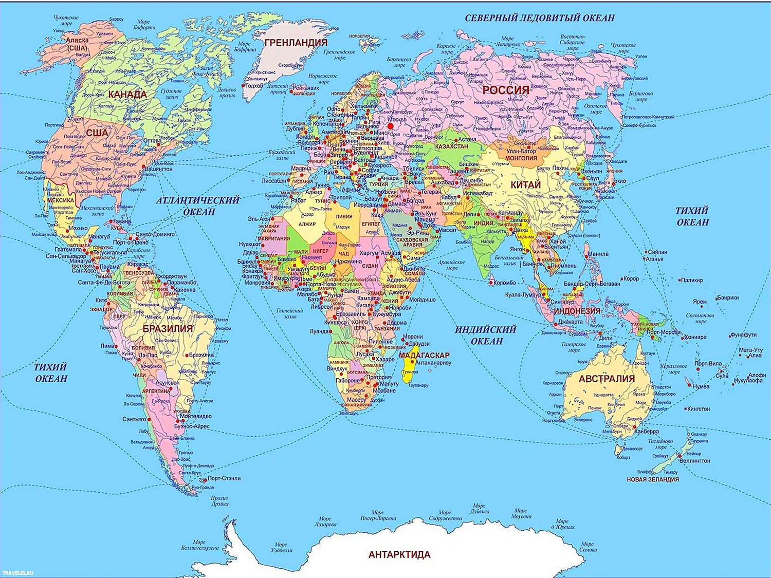 Карта мира со странами крупно на русском атлас