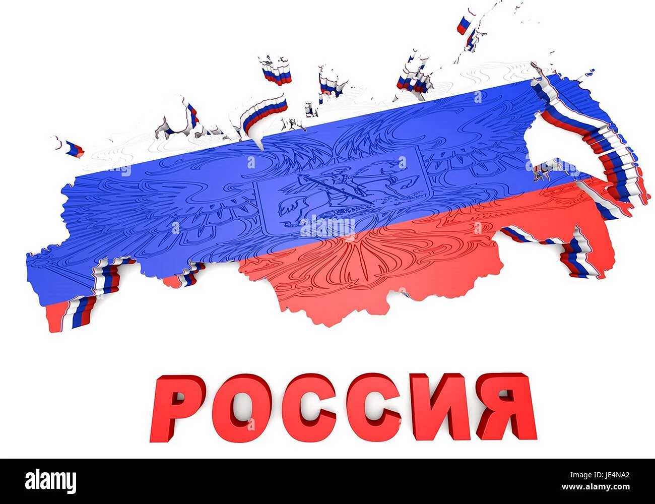 Карта России с флагом и гербом