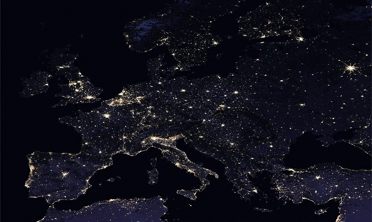 Карта земли ночью из космоса