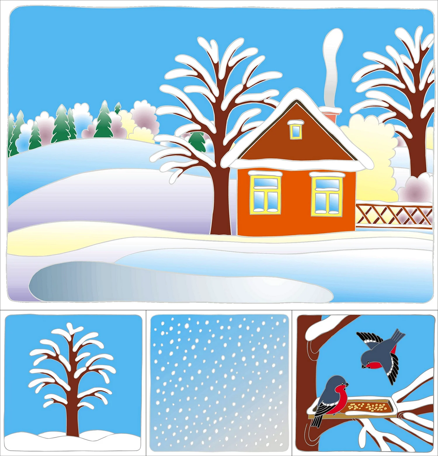 Карточки зима для детского сада