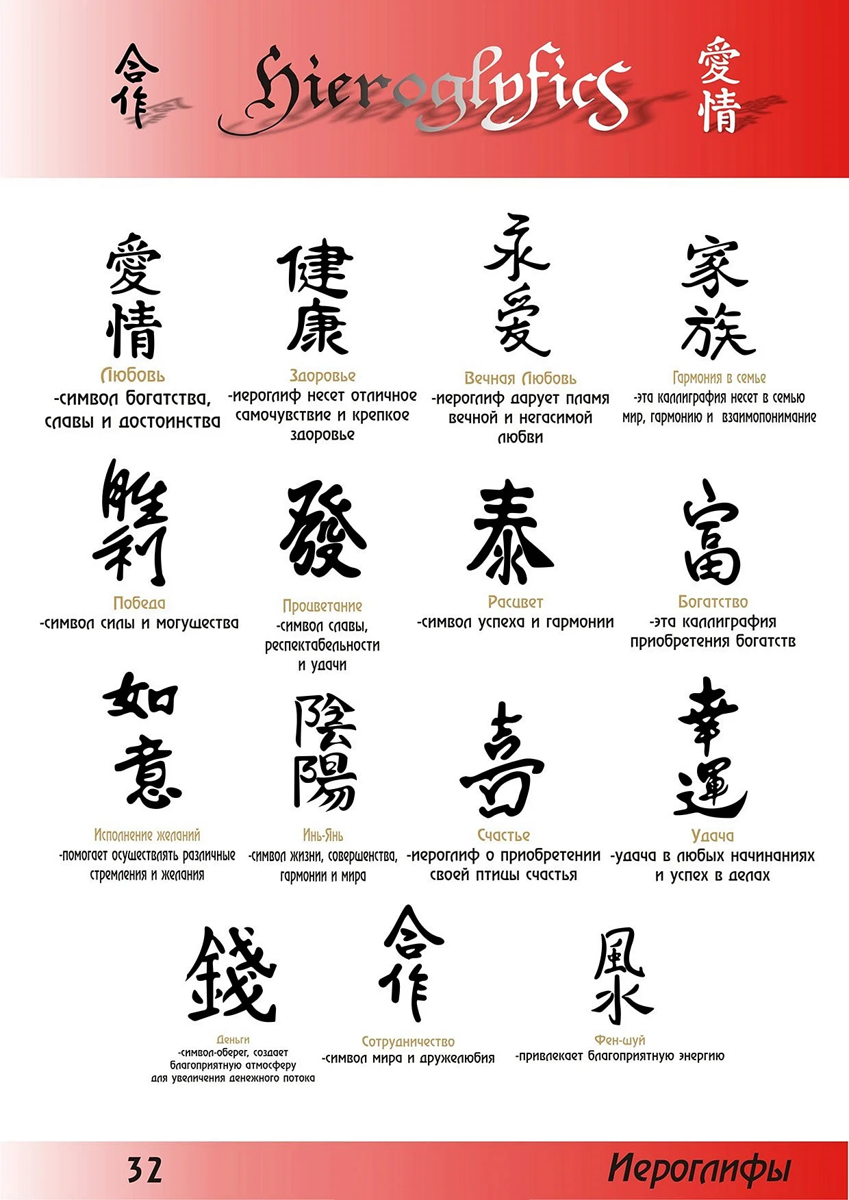 Китайские символы с переводом для тату