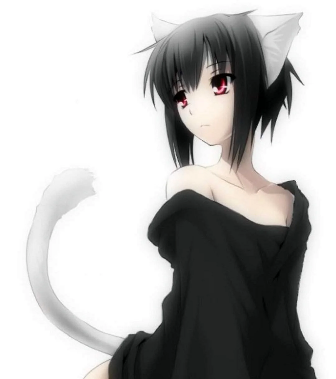 Кошка девочка с черными волосами
