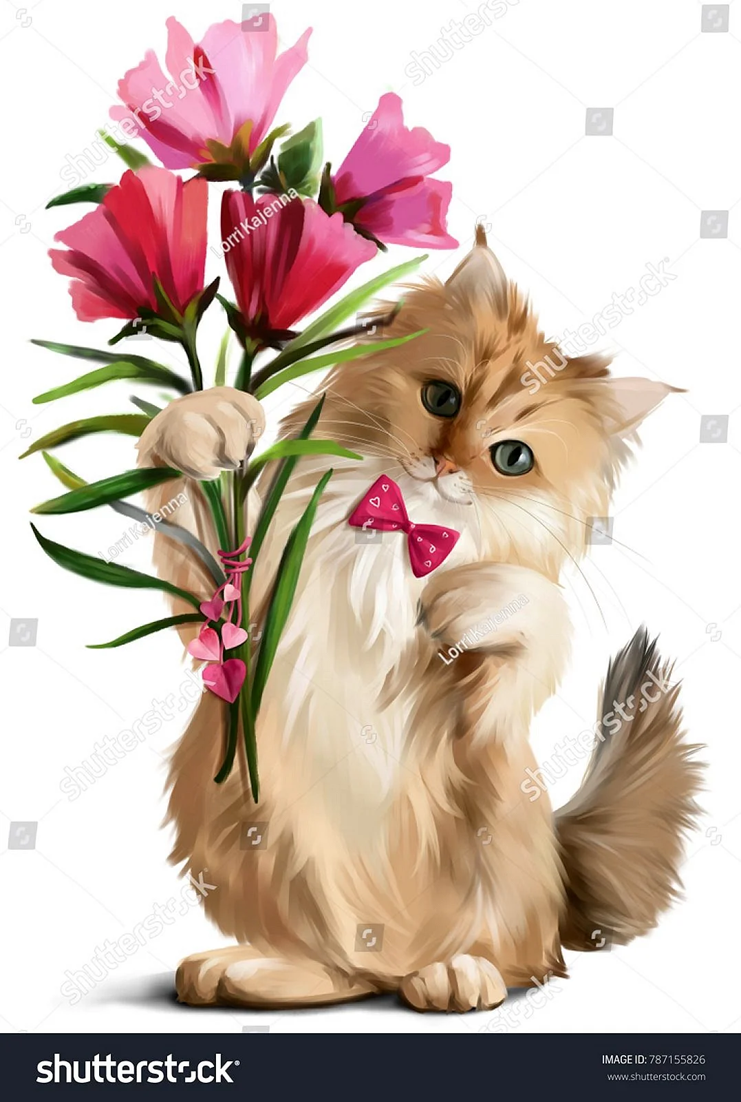 Кот дарит цветочек