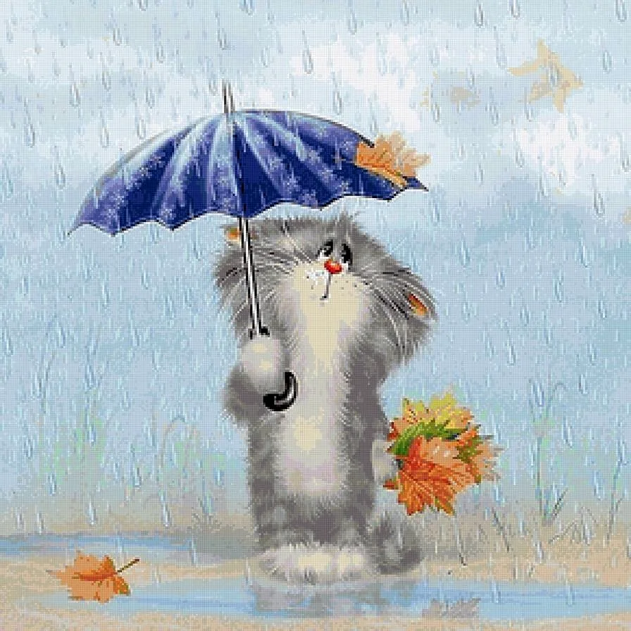 Котик под зонтиком