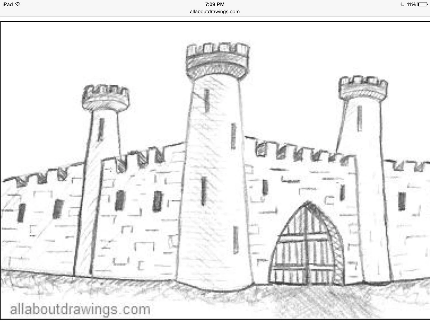 Крепость Нарын кала карандашом