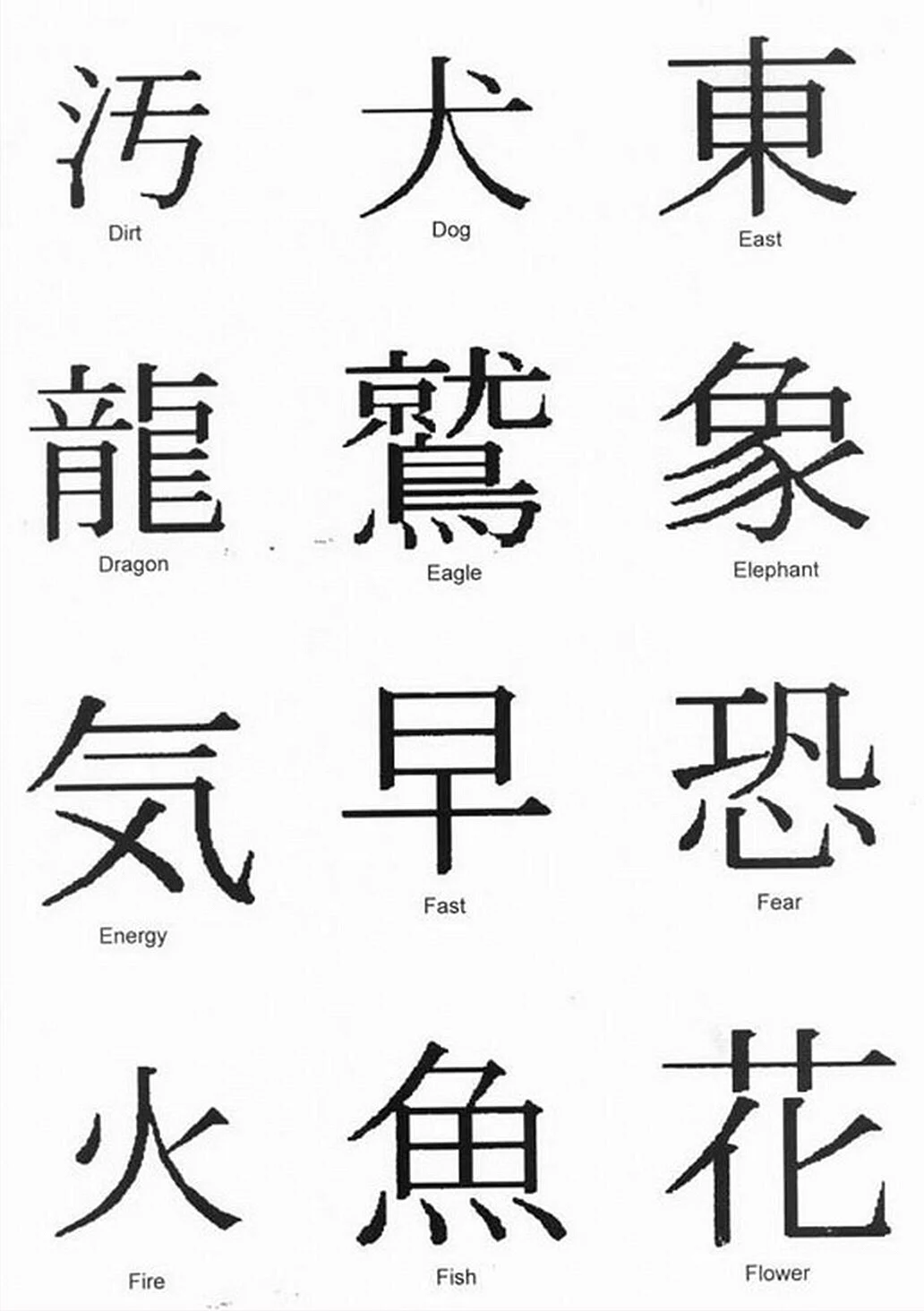 Легкие китайские символы