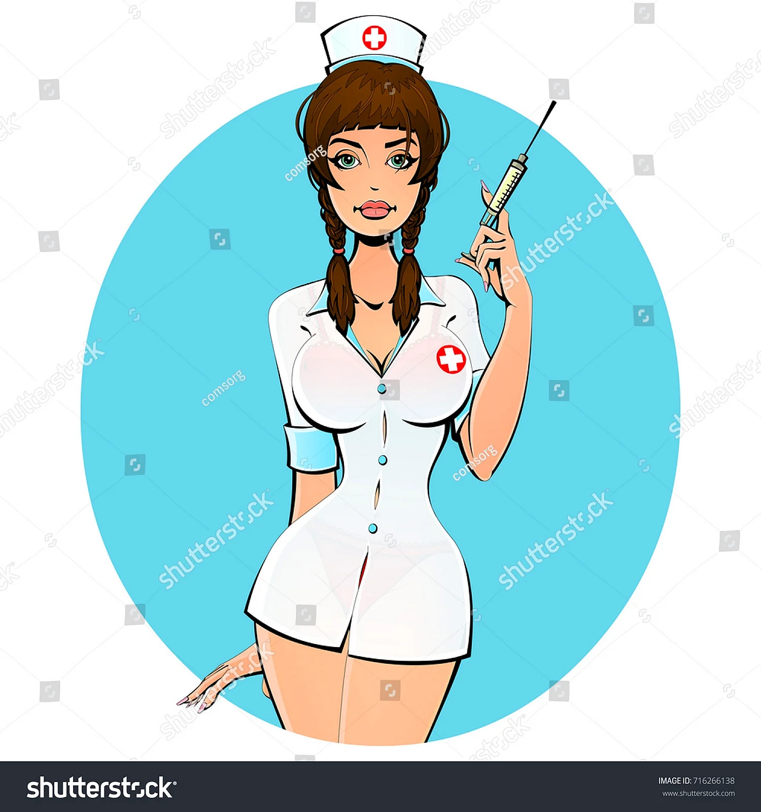 Медсестра со шприцом вектор