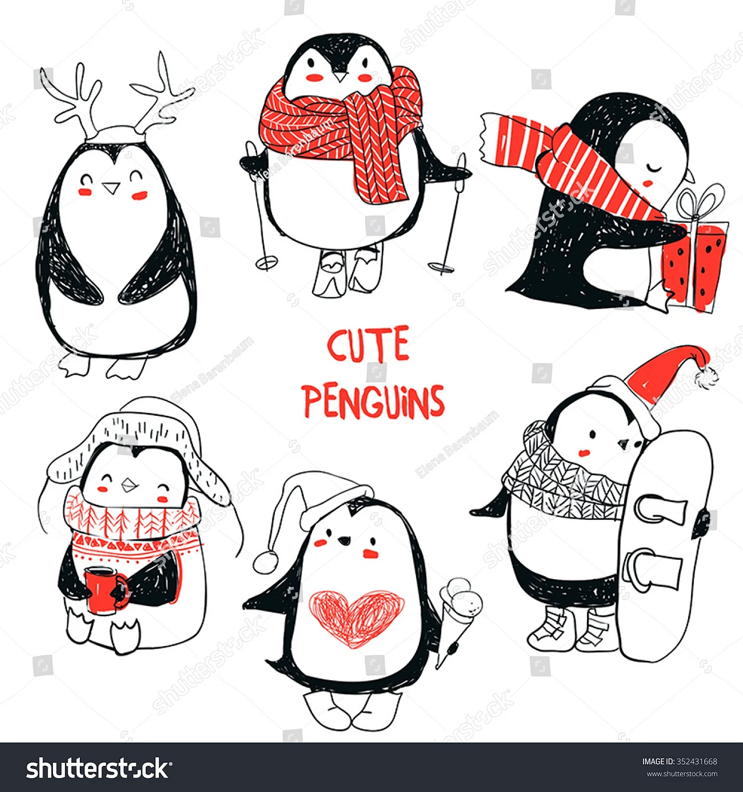 Милые новогодние пингвины