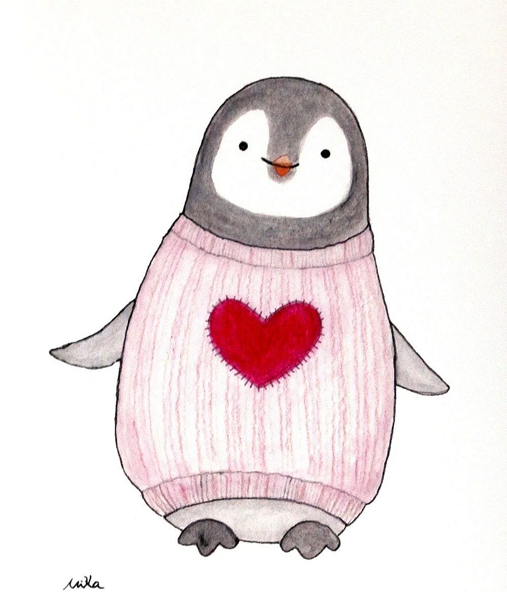 Милые Пингвинята для срисовки
