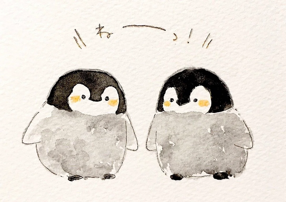 Милые пингвины арт