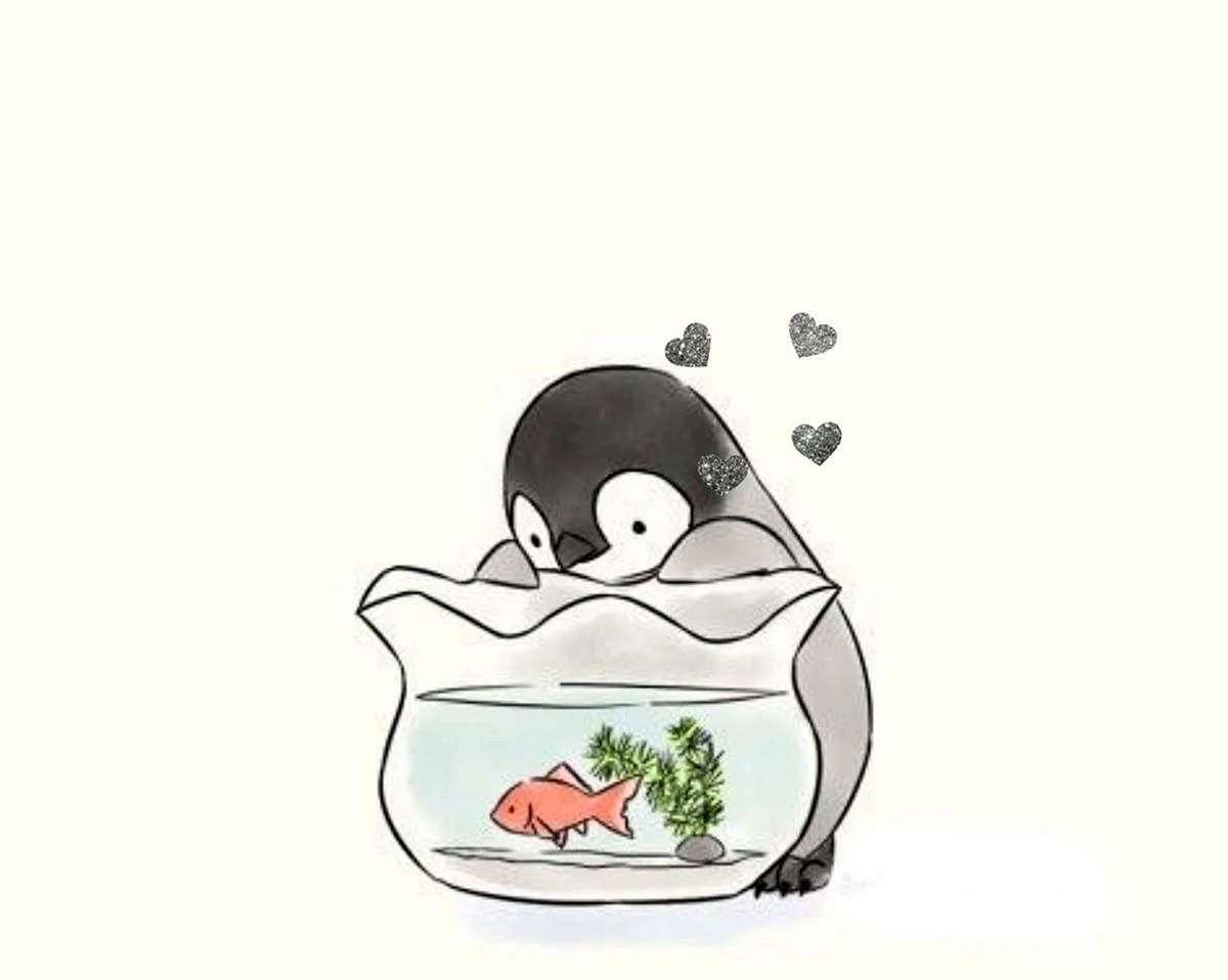 Милые пингвины рисунок