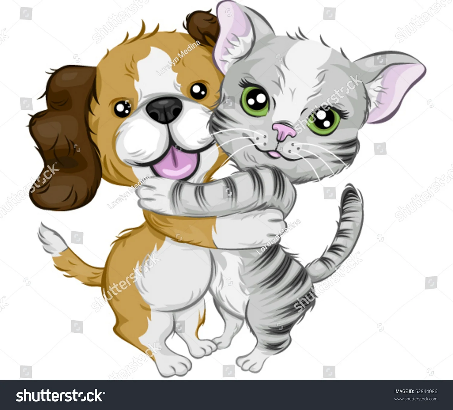 Мультяшный кот и собака