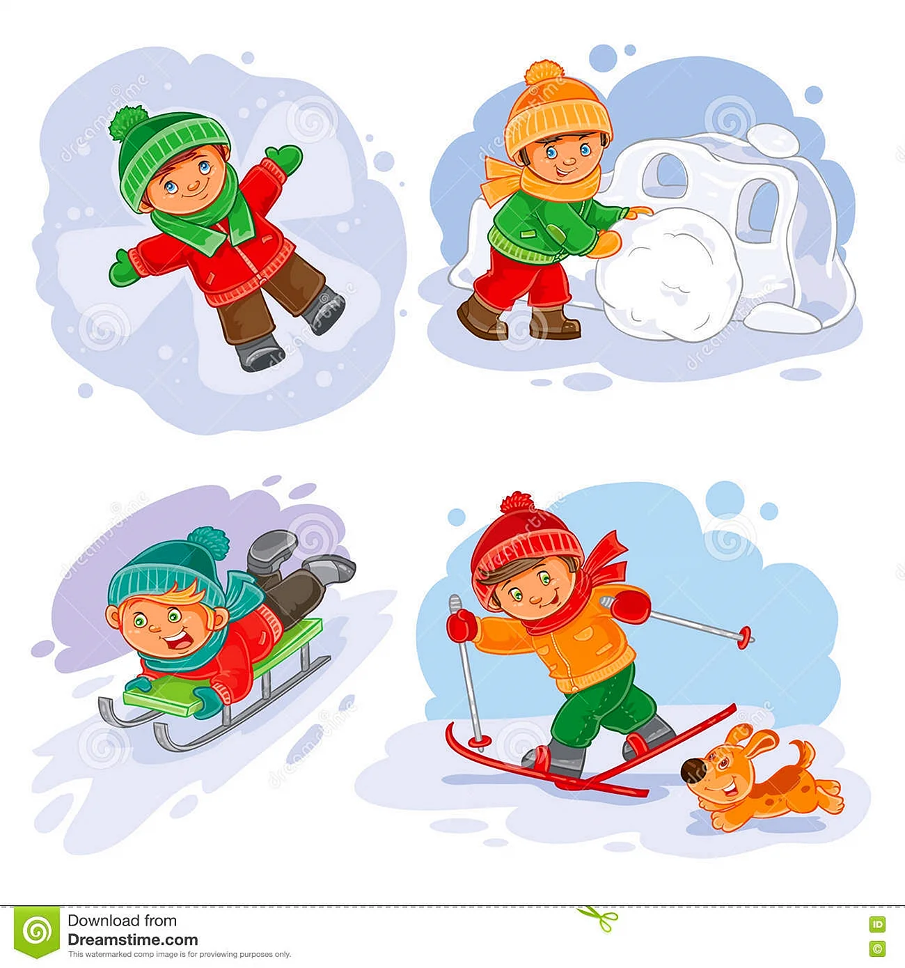 Наклейки зимние развлечения для детей