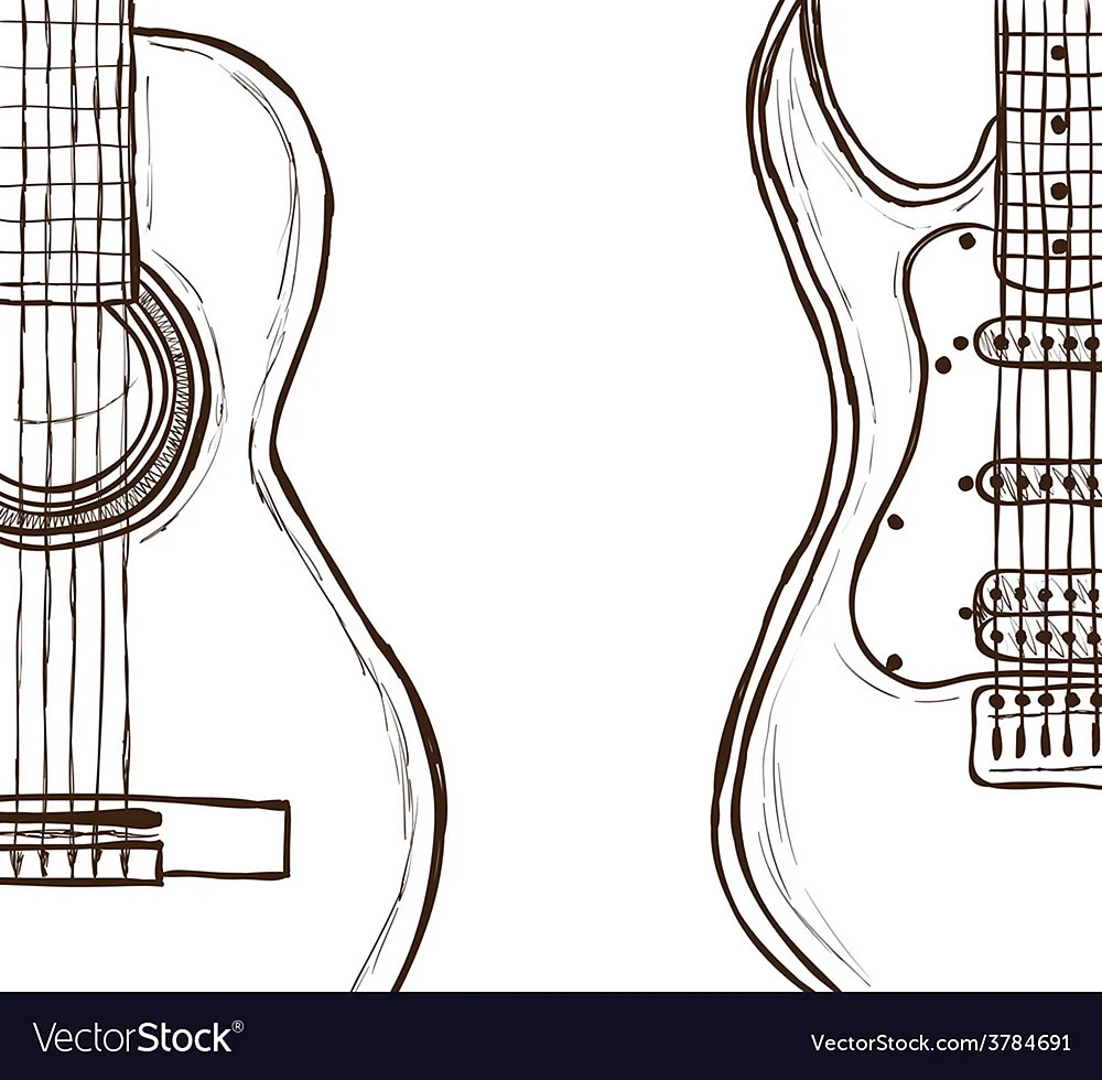Нарисованная акустическая и электрическая гитара