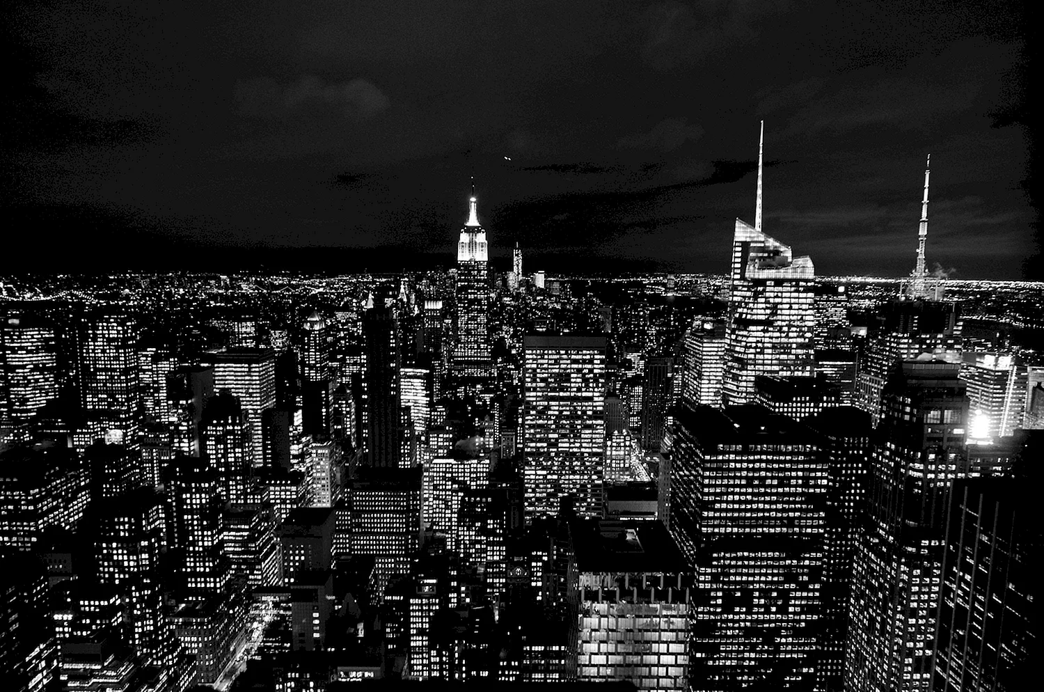 Нью-Йорк Сити Манхэттен черно белый