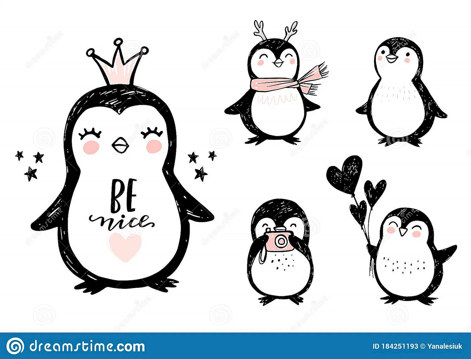Новогодний милый Пингвин для срисовки