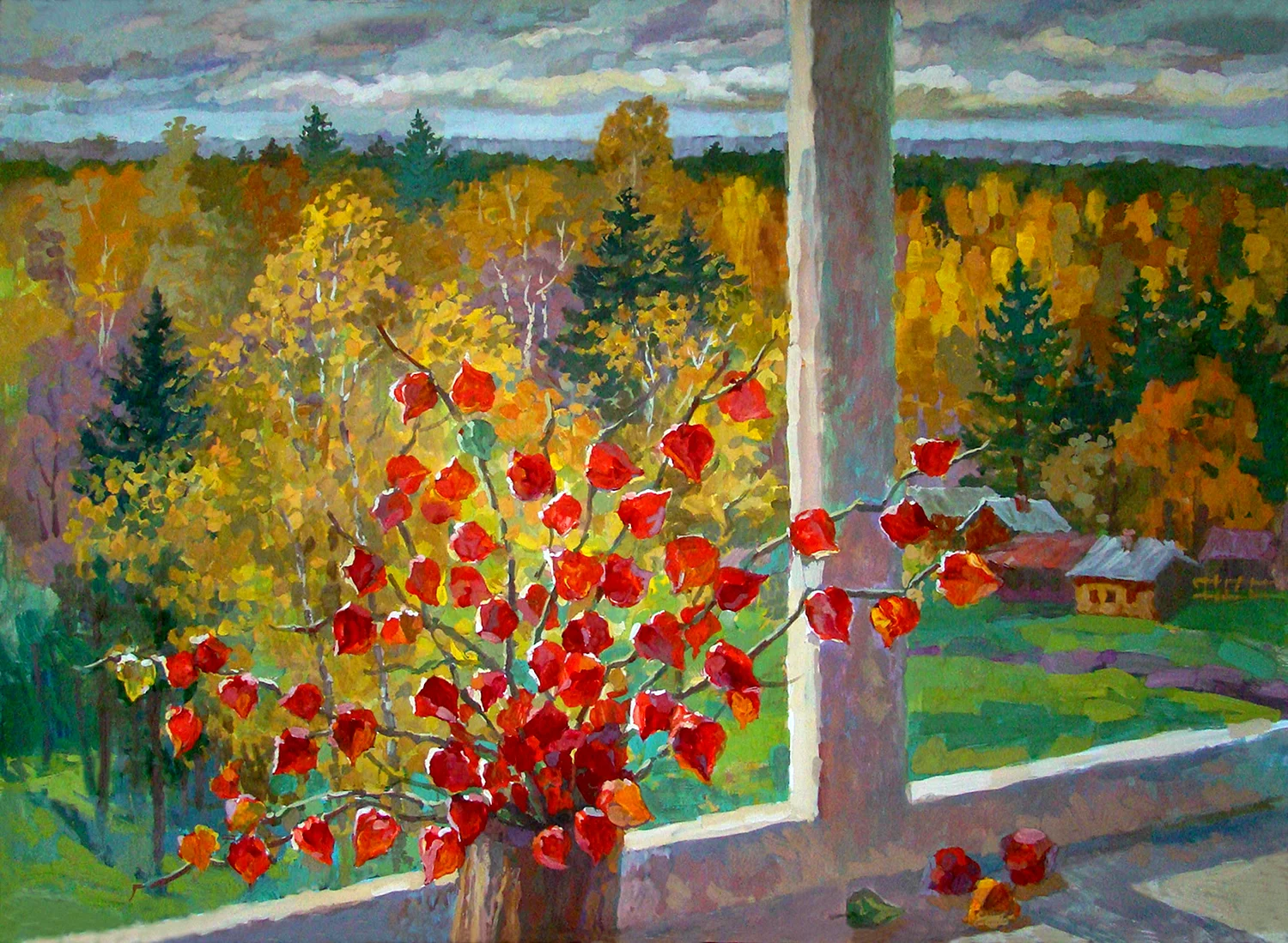 Осень за окном живопись