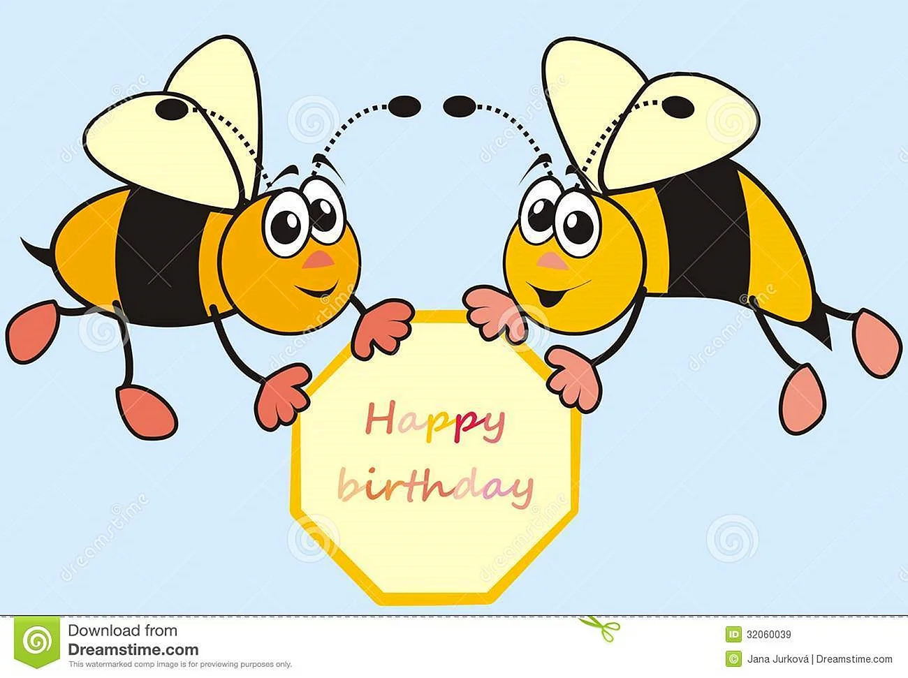 Открытка с днем рождения с пчелкой
