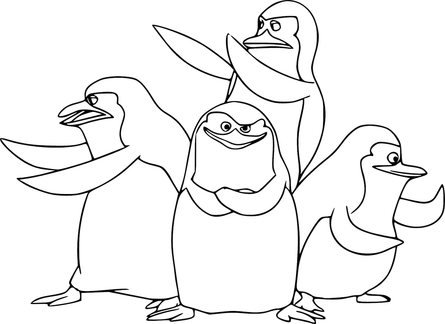 Пингвины из Мадагаскара раскраска