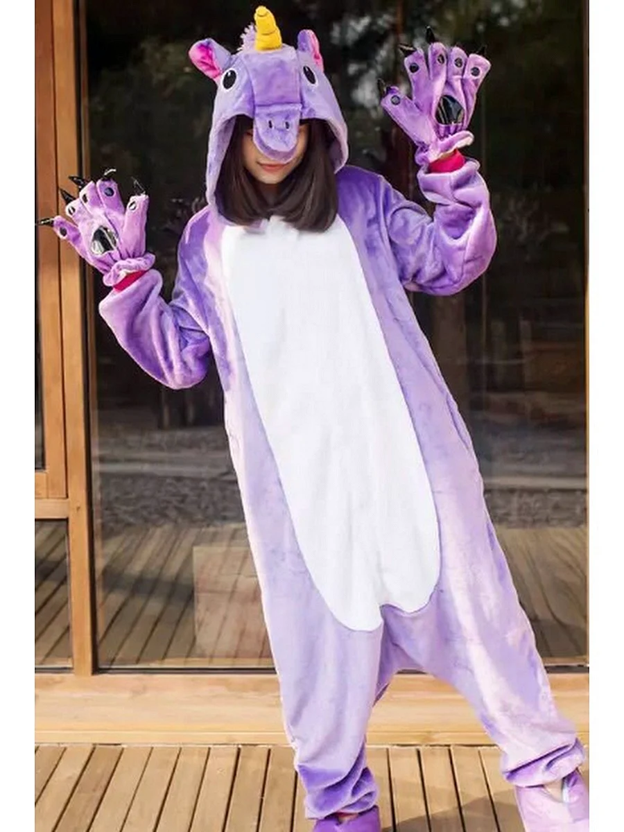 Пижама кигуруми Единорог фиолетовый