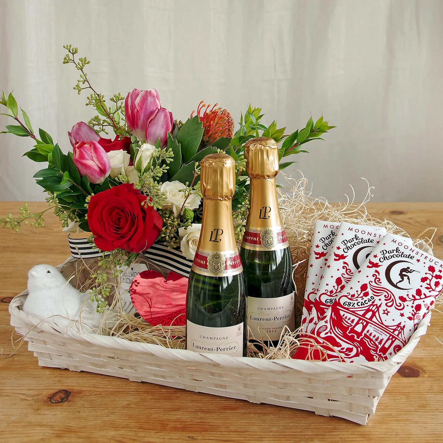 Подарки с цветами и шампанским