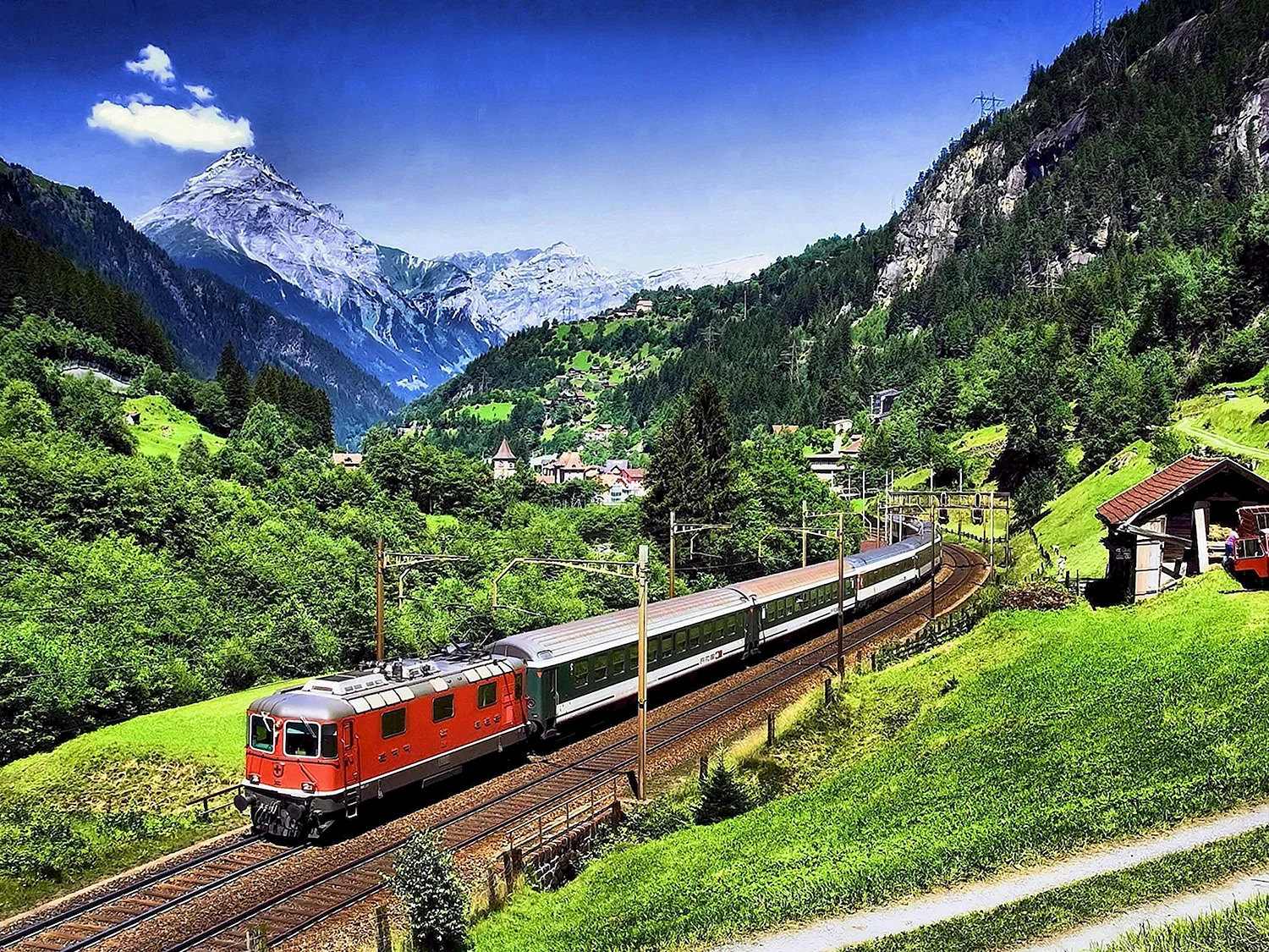 Поезд Швейцария Альпы