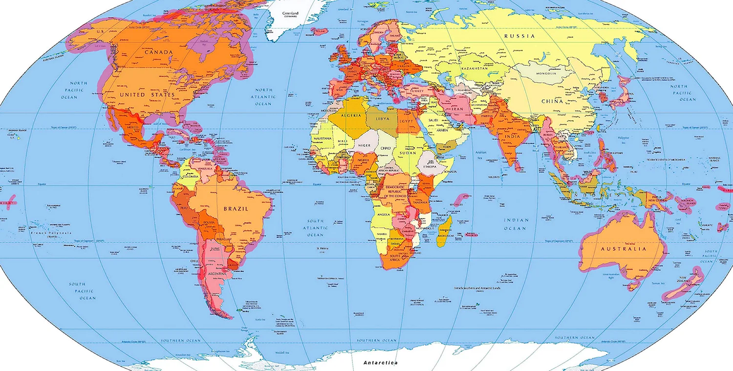 Политическую карту мира крупные государства
