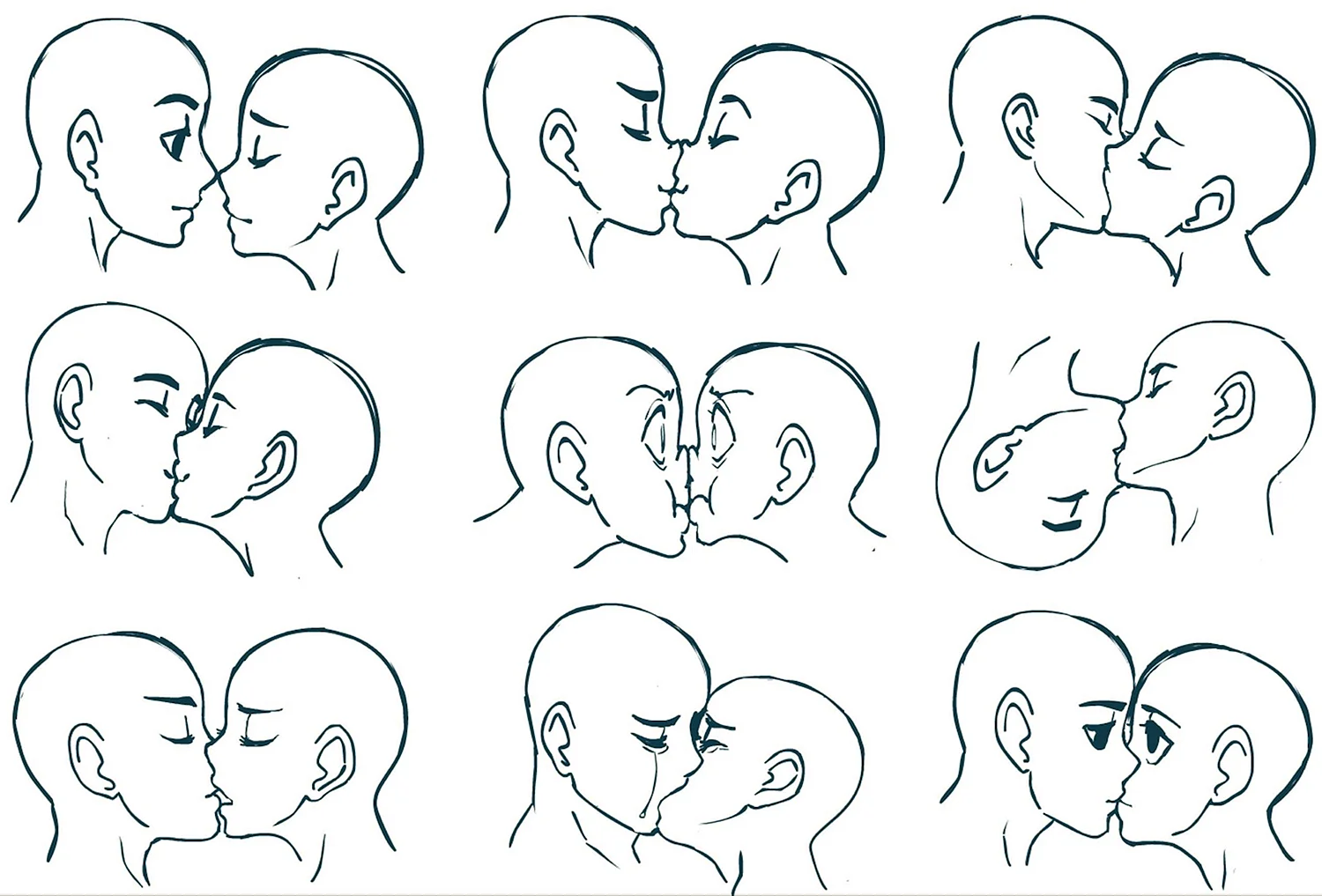 Схема 2 человека. Поцелуй референс туториал. Аниме поцелуй туториал. Поцелуй рисунок. Поцелуй для рисования.