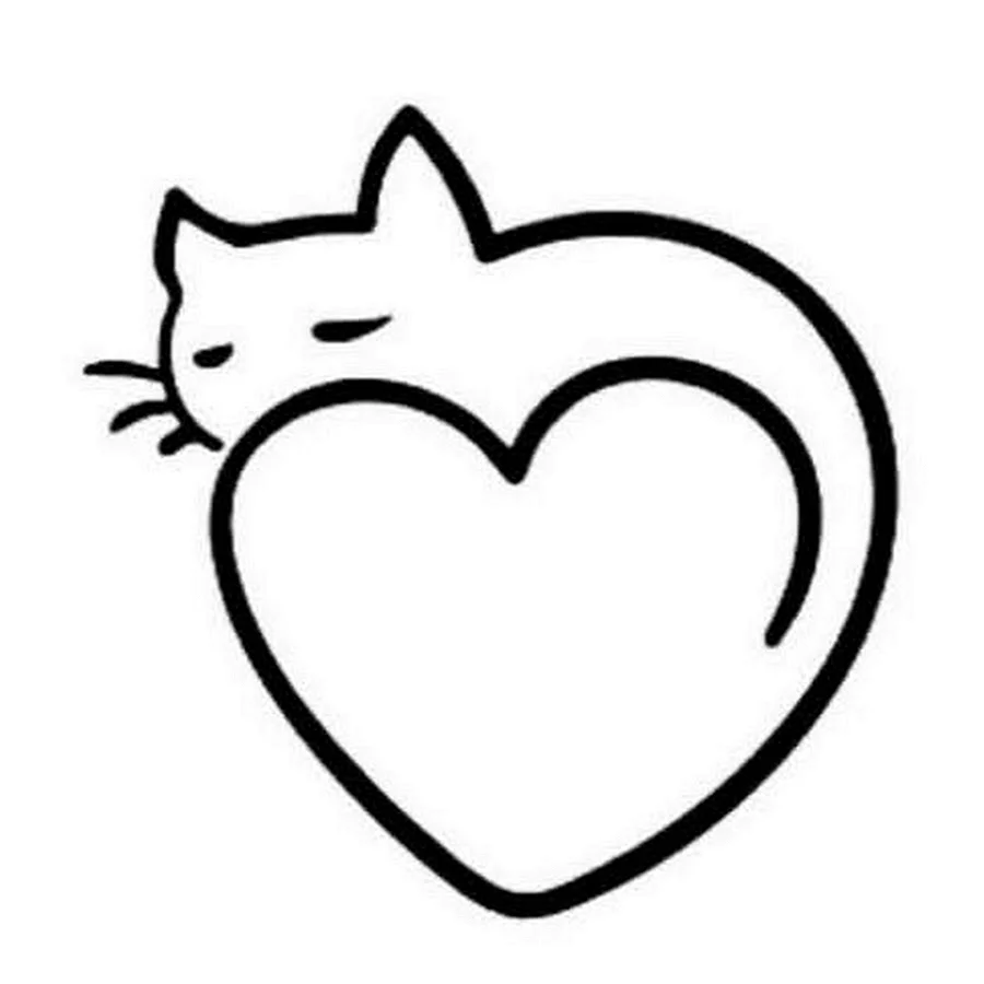 Раскраска котик с сердечком