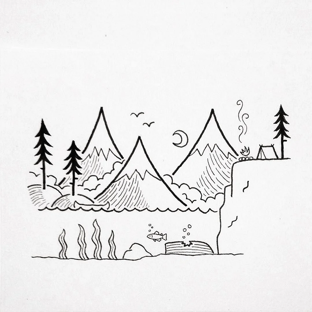 Рисунки для срисовки горы