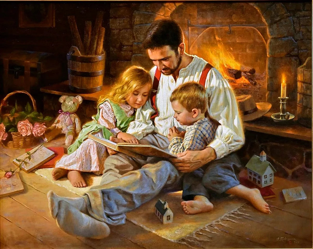Семейное чтение в живописи