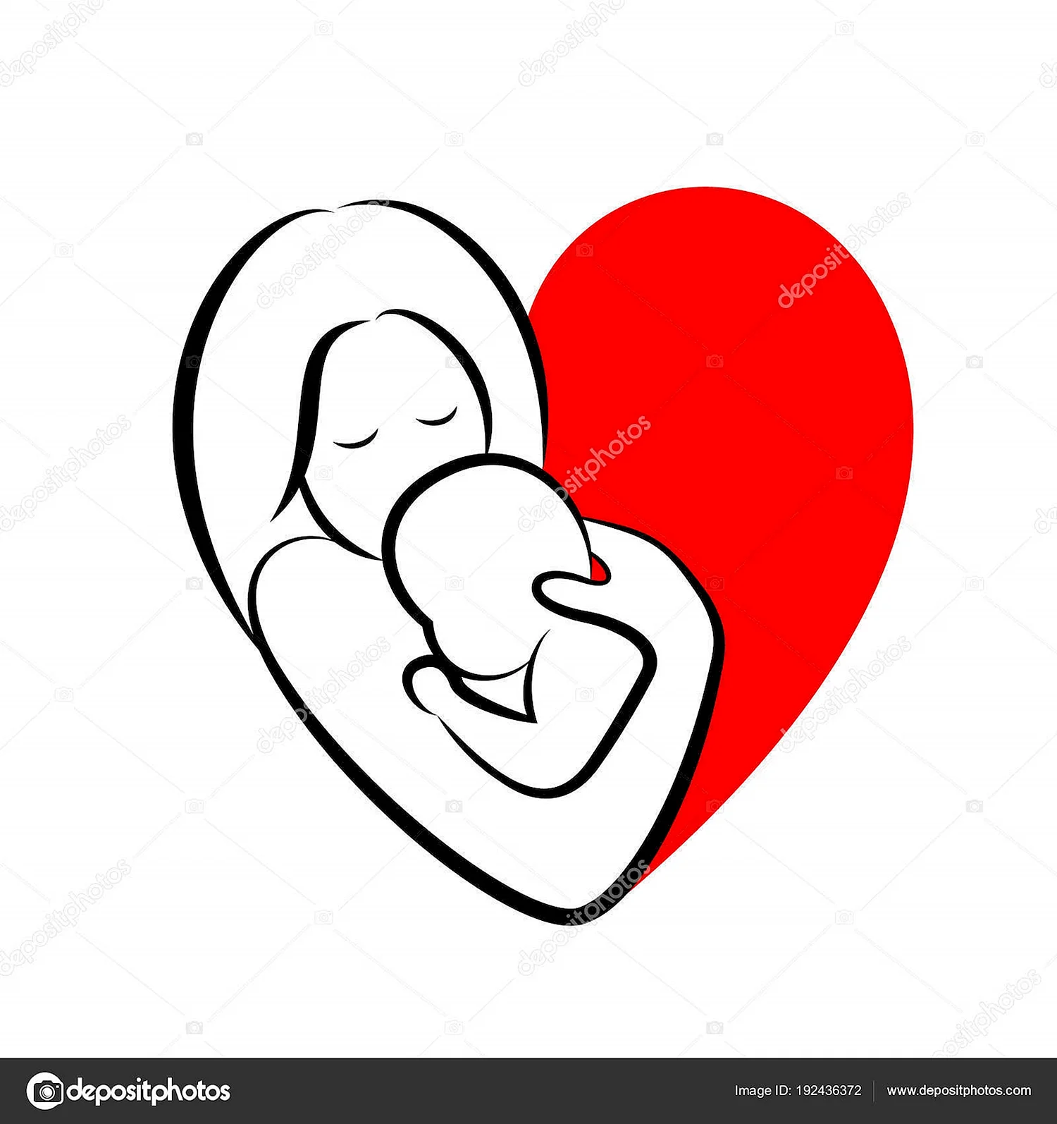 Символ матери и ребенка в сердечке