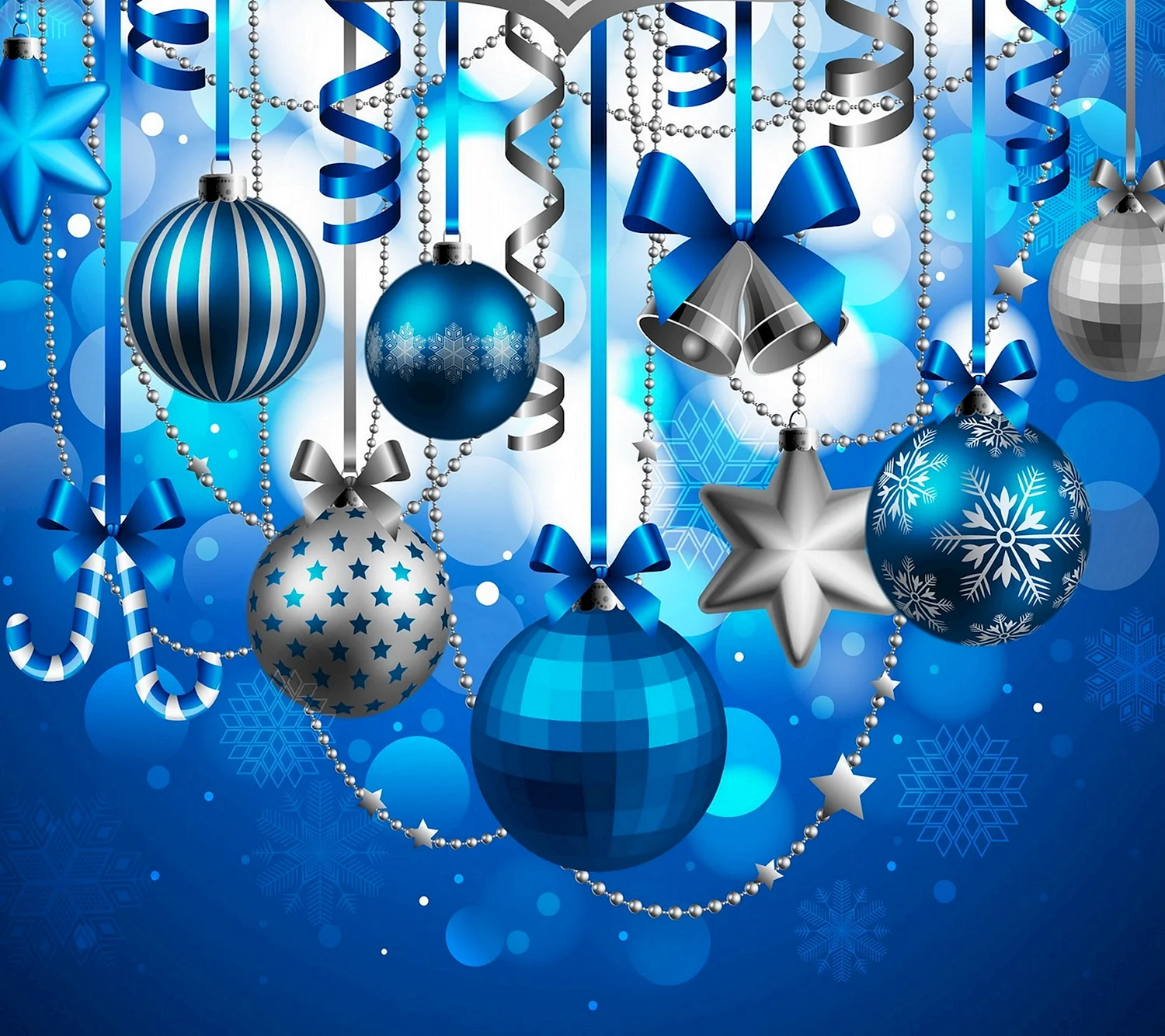 Синие новогодние шары