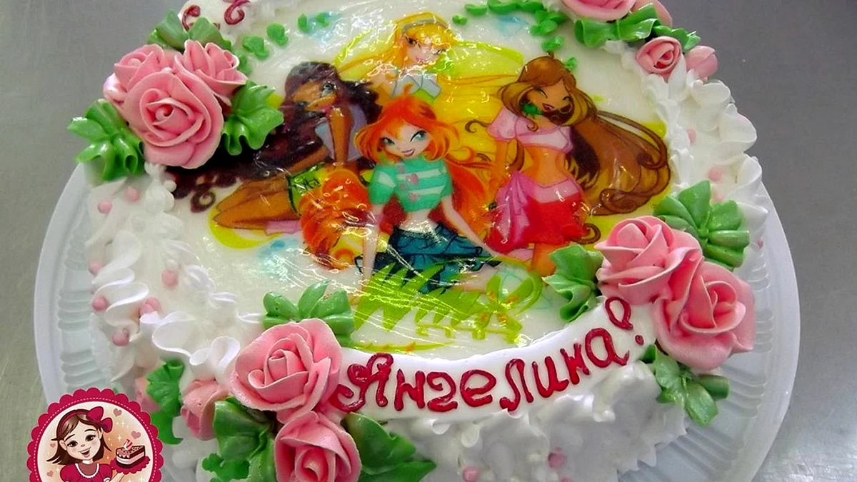 Торт с днем рождения Ангелина
