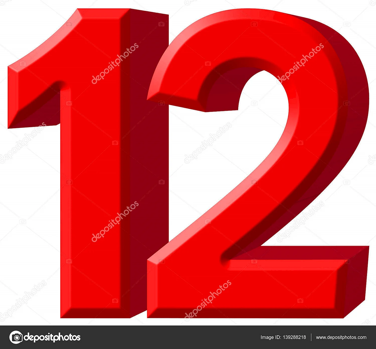 Цифра 12 красная