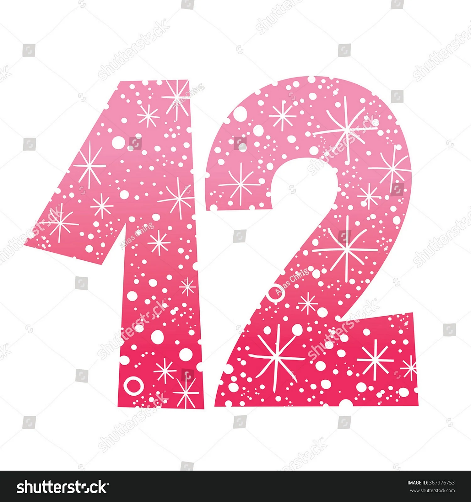 Цифра 12 розовая