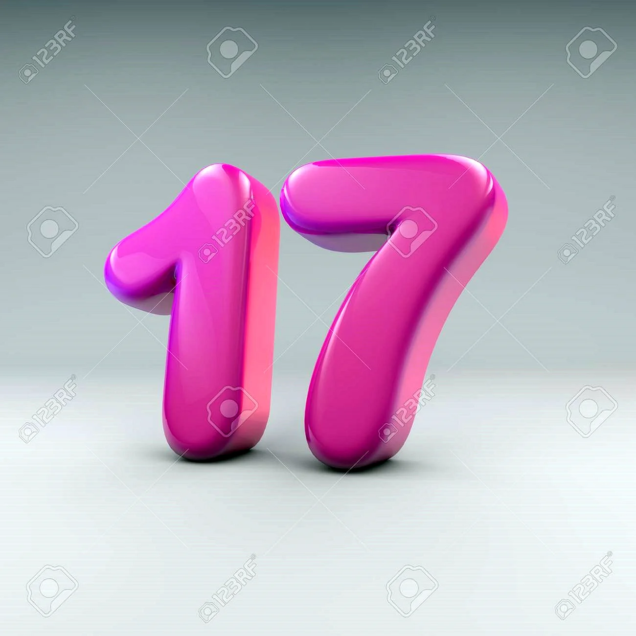 Цифра 17 розовая
