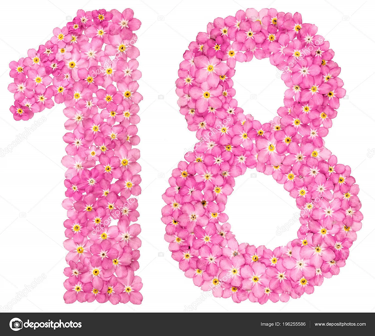 Цифра 18 розовая