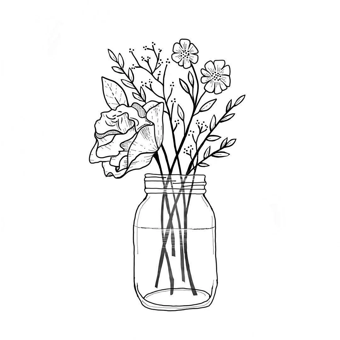 Цветы в вазе для срисовки