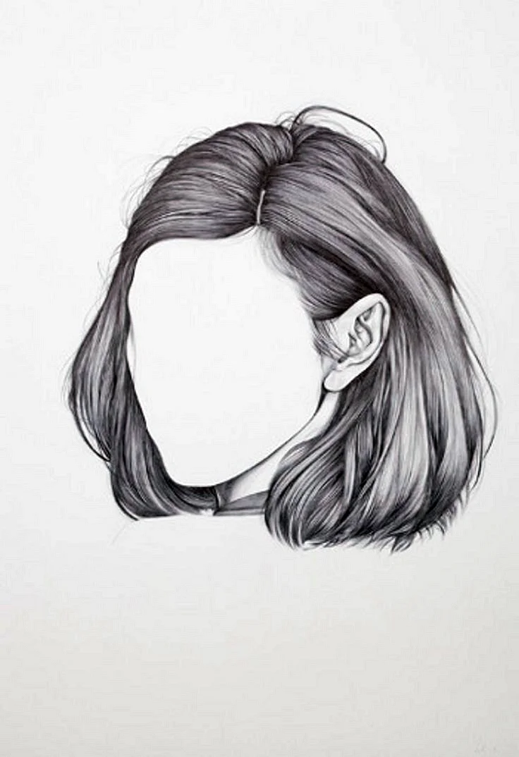 Волосы девушки карандашом