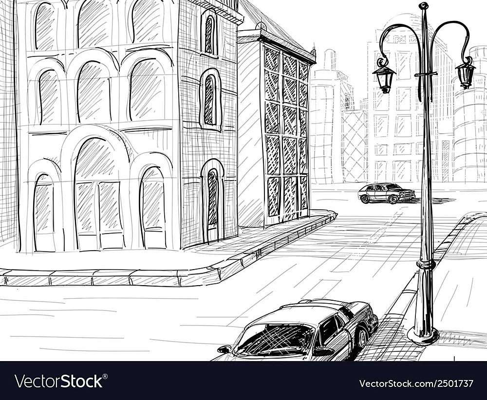 Зарисовки улиц города того или иного стиля
