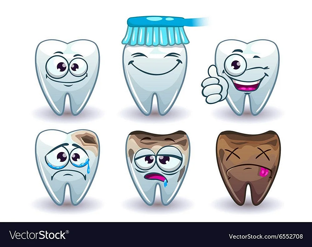 Здоровый зуб и зуб с кариесом